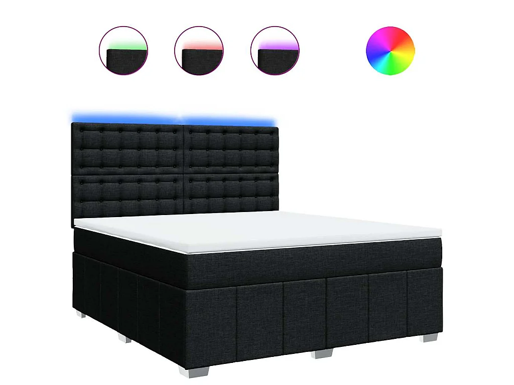 Boxspring met matras stof zwart 180x200 cm