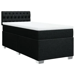 Boxspring met matras stof zwart 90×200 cm Boxspring met matras stof zwart 90×200 cm