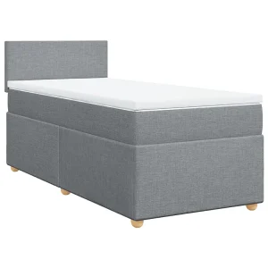 Boxspring met matras stof lichtgrijs 90×200 cm Boxspring met matras stof lichtgrijs 90×200 cm