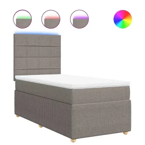 Boxspring met matras stof taupe 80×200 cm