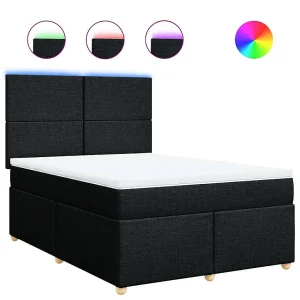 Boxspring met matras stof zwart 160×200 cm Boxspring met matras stof zwart 160×200 cm