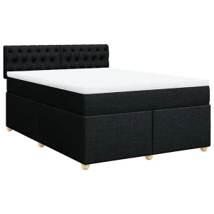 Boxspring met matras stof zwart 140×190 cm Boxspring met matras stof zwart 140×190 cm