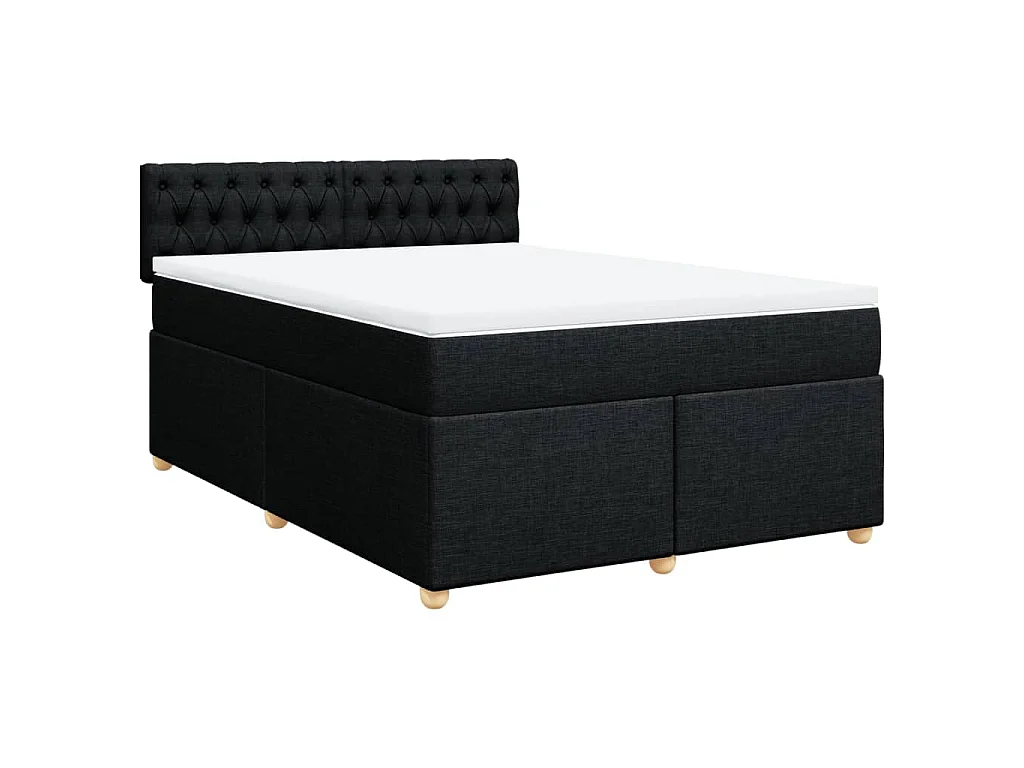 Boxspring met matras stof zwart 140x190 cm