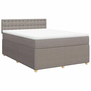 Boxspring met matras stof taupe 140×190 cm