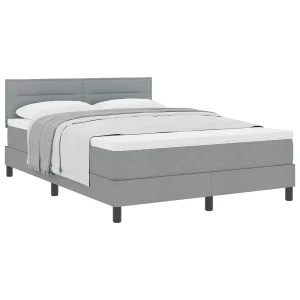 Boxspringbed met hoofdeinde Lichtgrijs 140 x 200 cm Stof