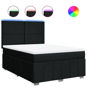 Boxspring met matras stof zwart 160×200 cm Boxspring met matras stof zwart 160×200 cm