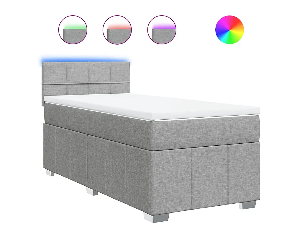 Boxspring met matras stof lichtgrijs 90x200 cm