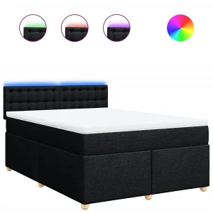 Boxspring met matras stof zwart 140×200 cm Boxspring met matras stof zwart 140×200 cm