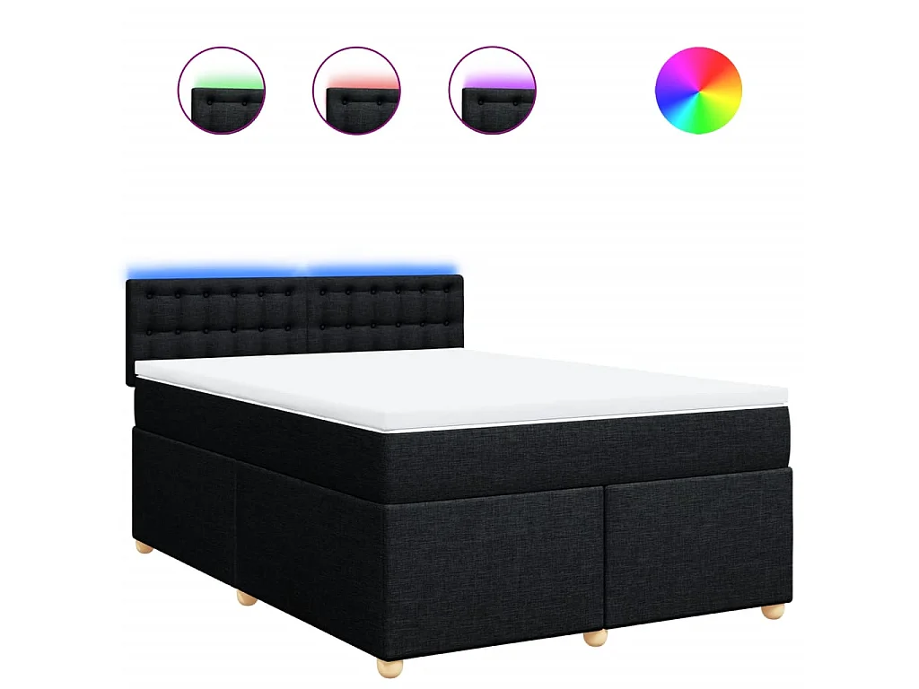 Boxspring met matras stof zwart 140x200 cm