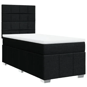 Boxspring met matras stof zwart 90×190 cm Boxspring met matras stof zwart 90×190 cm