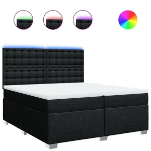 Boxspring met matras stof zwart 200×200 cm Boxspring met matras stof zwart 200×200 cm