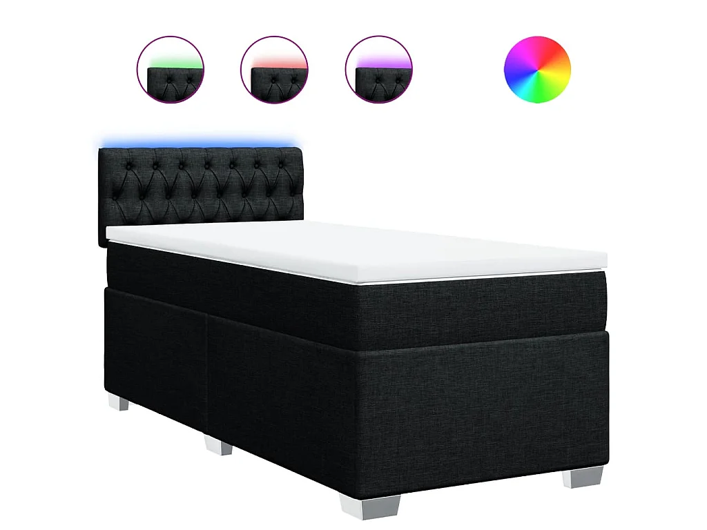Boxspring met matras stof zwart 90x200 cm