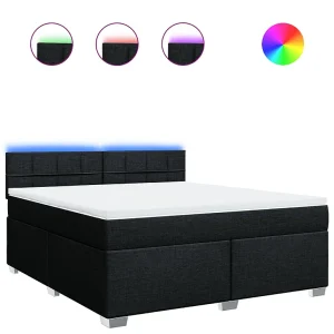 Boxspring met matras stof zwart 180×200 cm
