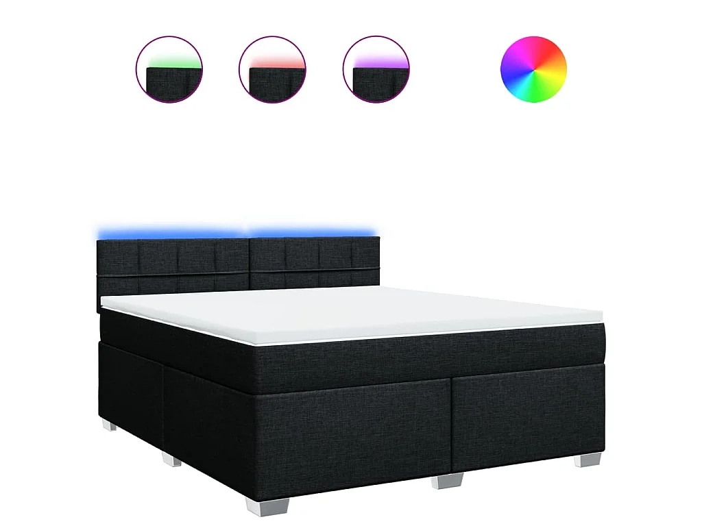 Boxspring met matras stof zwart 180x200 cm
