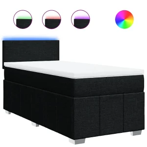 Boxspring met matras stof zwart 90×190 cm Boxspring met matras stof zwart 90×190 cm