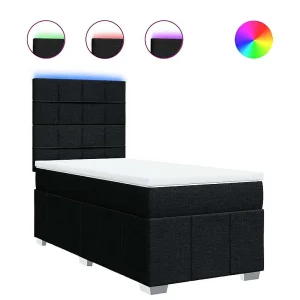 Boxspring met matras stof zwart 90×190 cm Boxspring met matras stof zwart 90×190 cm