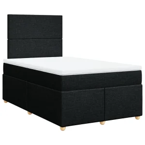 Boxspring met matras stof zwart 120×200 cm