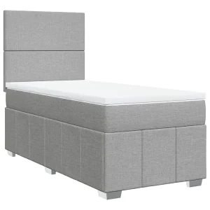 Boxspring met matras stof lichtgrijs 90×200 cm