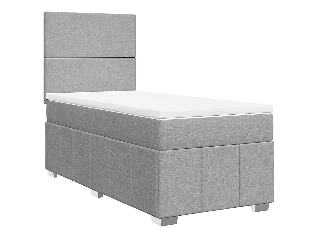 Boxspring met matras stof lichtgrijs 90x200 cm