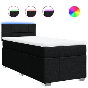Boxspring met matras stof zwart 80×200 cm Boxspring met matras stof zwart 80×200 cm