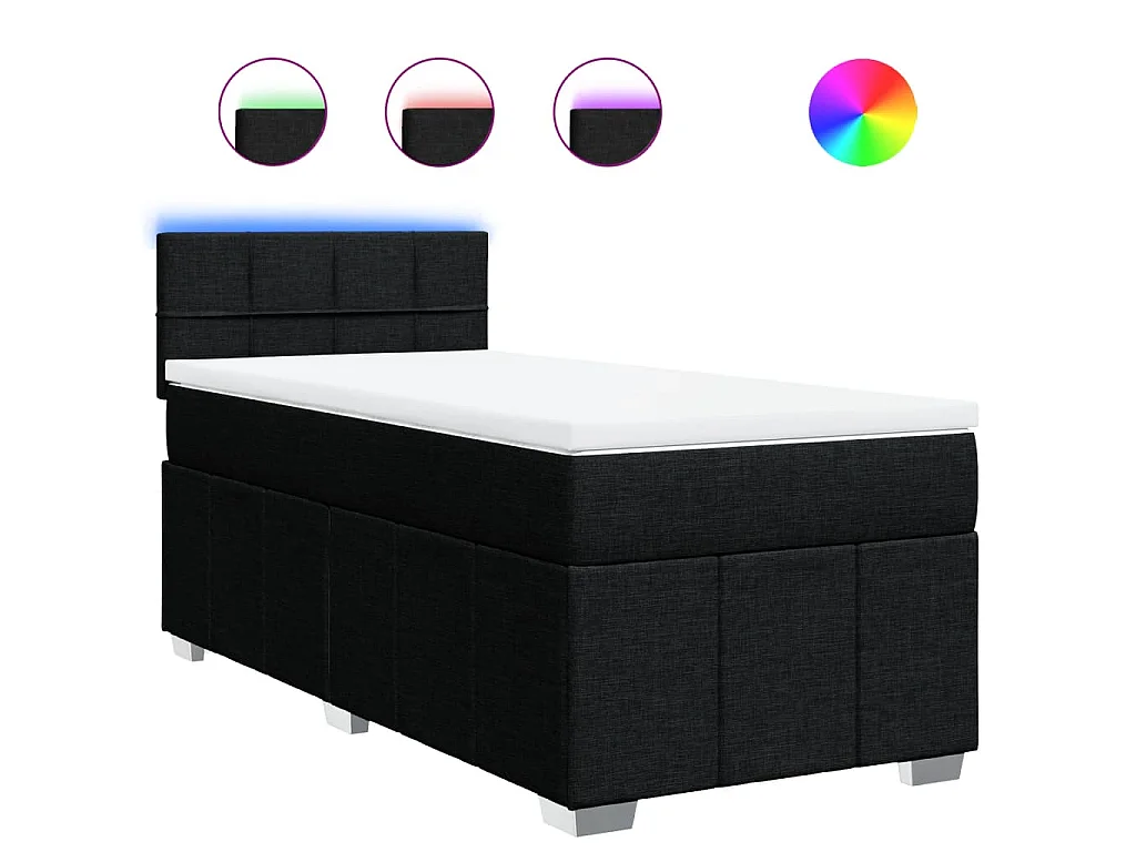Boxspring met matras stof zwart 80x200 cm
