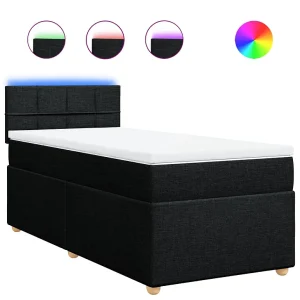 Boxspring met matras stof zwart 90×190 cm Boxspring met matras stof zwart 90×190 cm