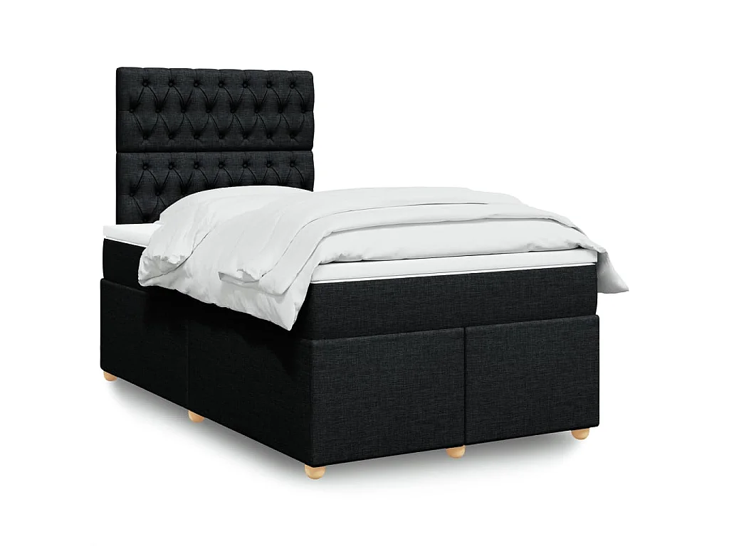 Boxspring met matras stof zwart 120x200 cm