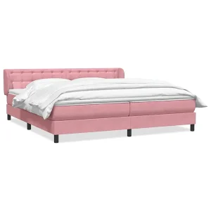 Boxspring met matrassen fluweel roze 180×210 cm Boxspring met matrassen fluweel roze 180×210 cm