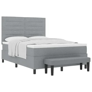 Boxspringbed met hoofdeinde Lichtgrijs 160 x 200 cm Stof