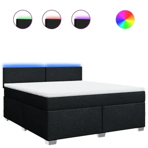 Boxspring met matras stof zwart 180×200 cm