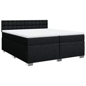 Boxspring met matras stof zwart 200×200 cm Boxspring met matras stof zwart 200×200 cm