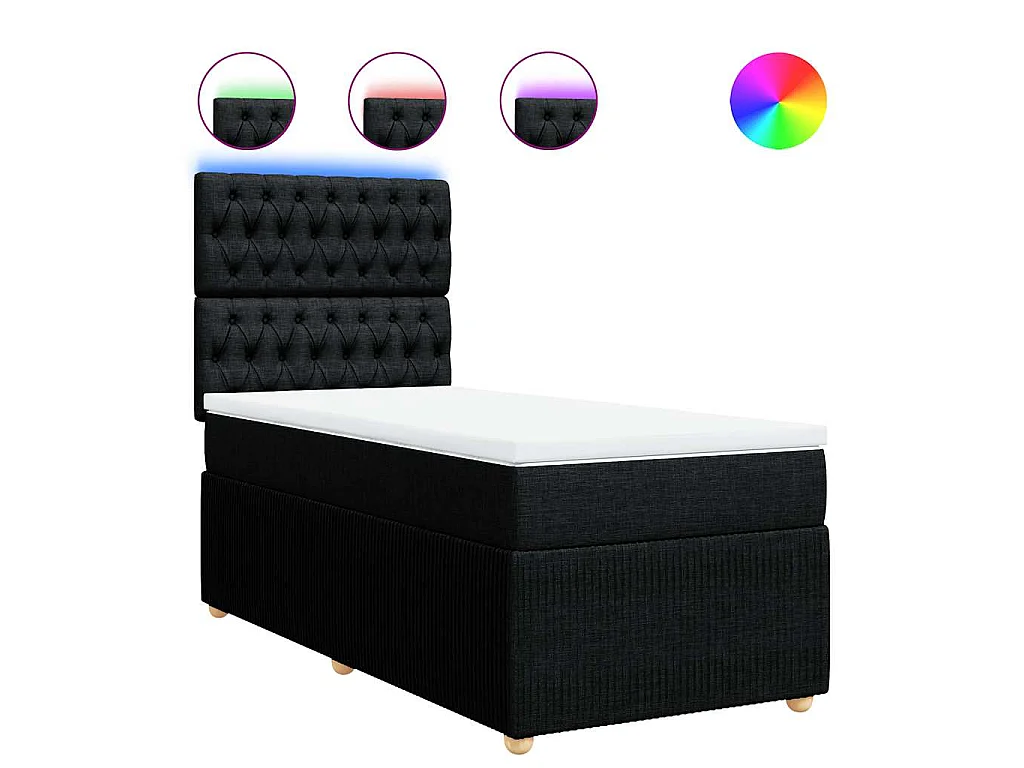 Boxspring met matras stof zwart 90x190 cm