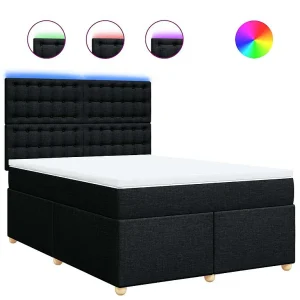 Boxspring met matras stof zwart 160×200 cm Boxspring met matras stof zwart 160×200 cm
