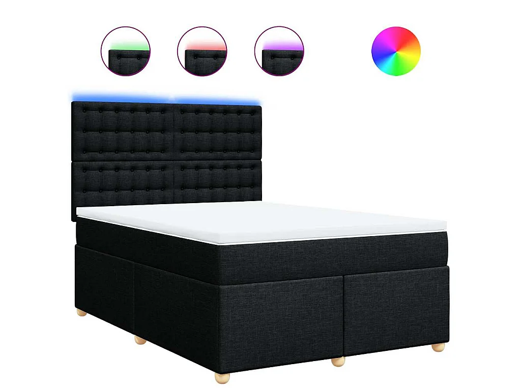 Boxspring met matras stof zwart 160x200 cm
