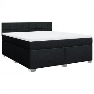Boxspring met matras stof zwart 180×200 cm