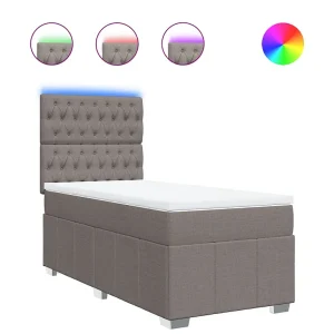 Boxspring met matras stof taupe 80×200 cm