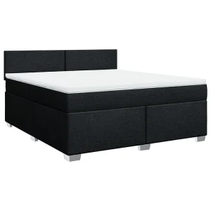 Boxspring met matras stof zwart 180×200 cm