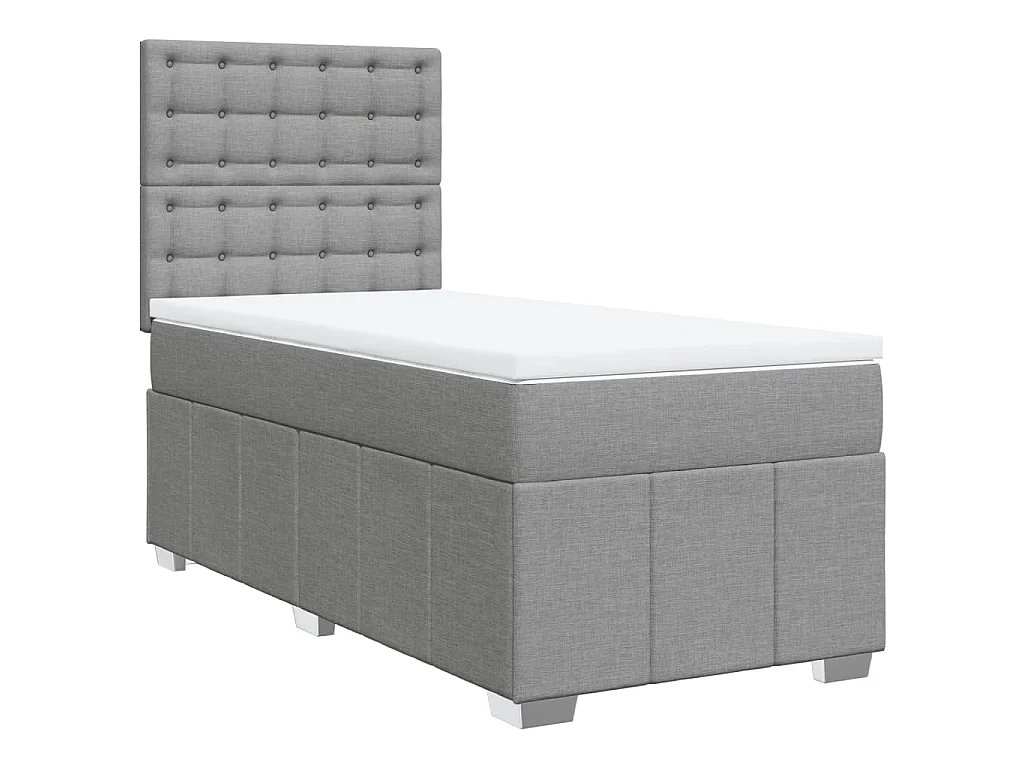 Boxspring met matras stof lichtgrijs 90x200 cm