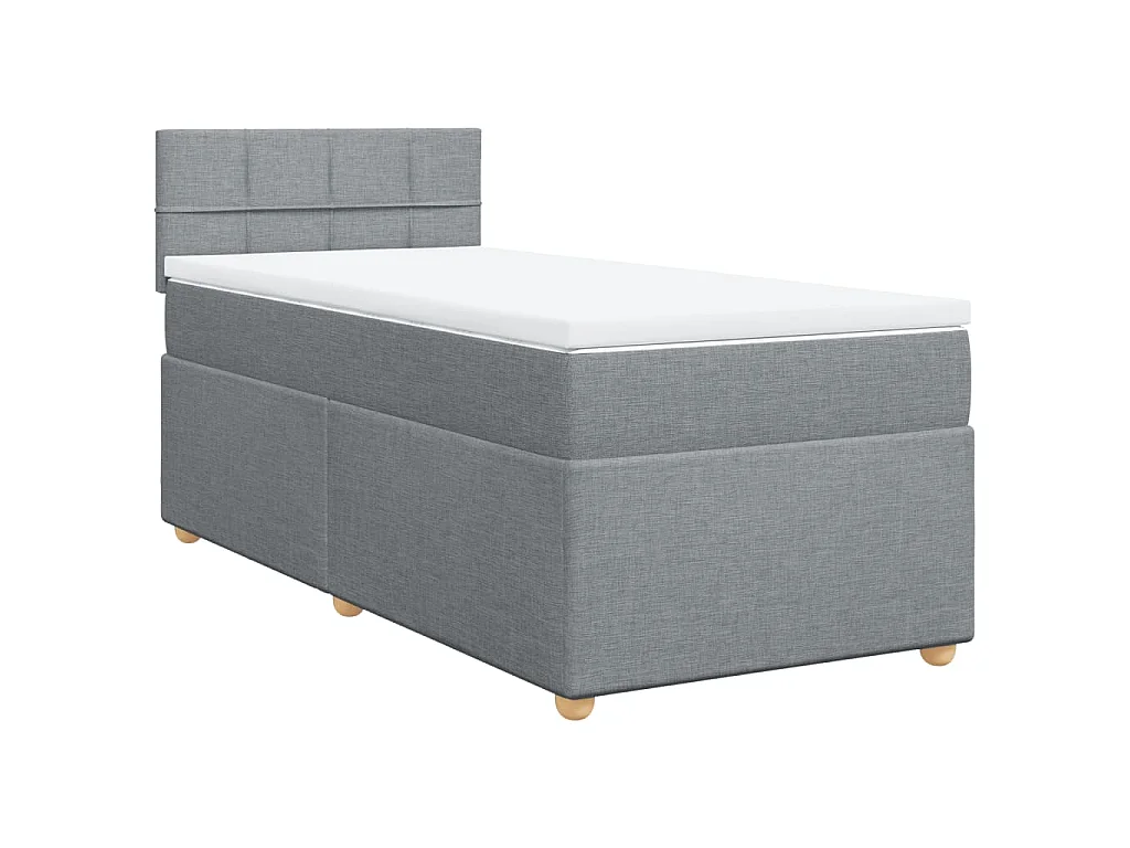 Boxspring met matras stof lichtgrijs 90x190 cm