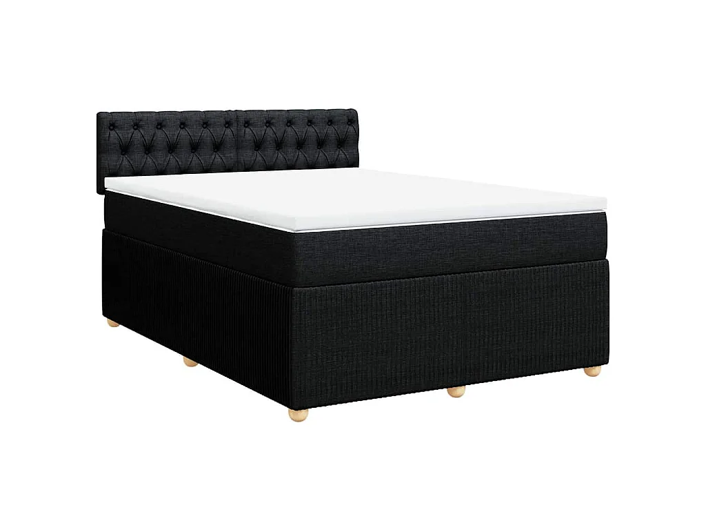 Boxspring met matras stof zwart 140x190 cm