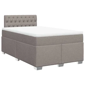 Boxspring met matras stof taupe 120×190 cm