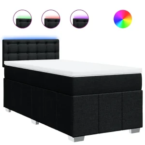 Boxspring met matras stof zwart 80×200 cm Boxspring met matras stof zwart 80×200 cm