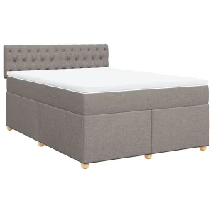 Boxspring met matras stof taupe 140×190 cm