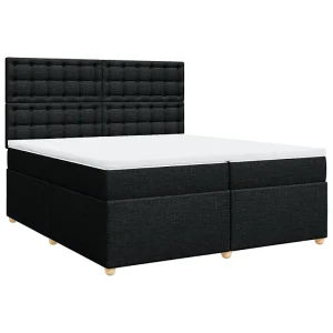 Boxspring met matras stof zwart 200×200 cm