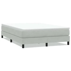 Boxspring zonder matras fluweel lichtgrijs 140×220 cm Boxspring zonder matras fluweel lichtgrijs 140×220 cm