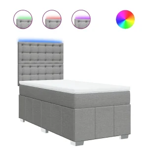 Boxspring met matras stof lichtgrijs 90×200 cm Boxspring met matras stof lichtgrijs 90×200 cm