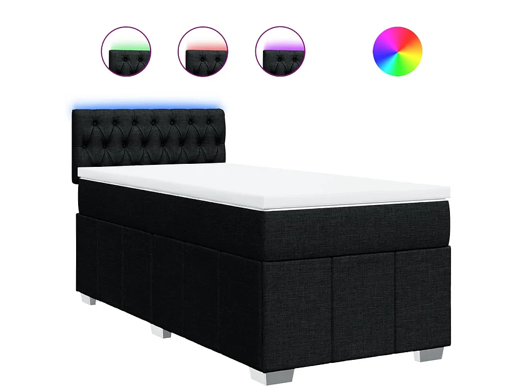 Boxspring met matras stof zwart 90x190 cm