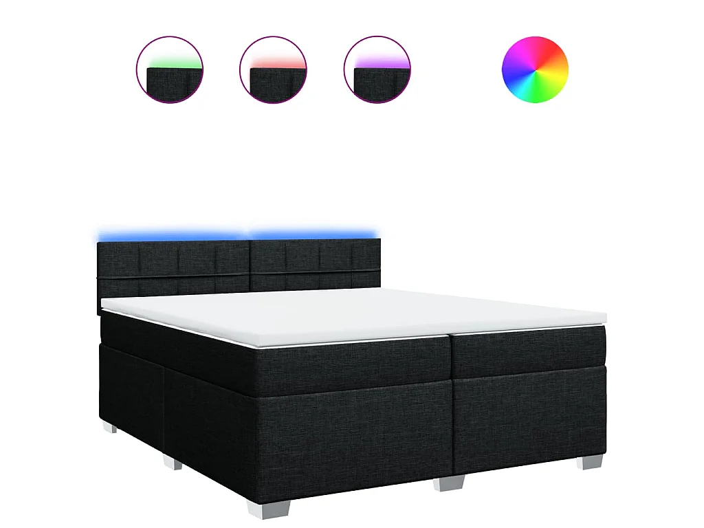 Boxspring met matras stof zwart 200x200 cm