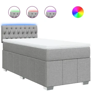 Boxspring met matras stof lichtgrijs 90×200 cm Boxspring met matras stof lichtgrijs 90×200 cm