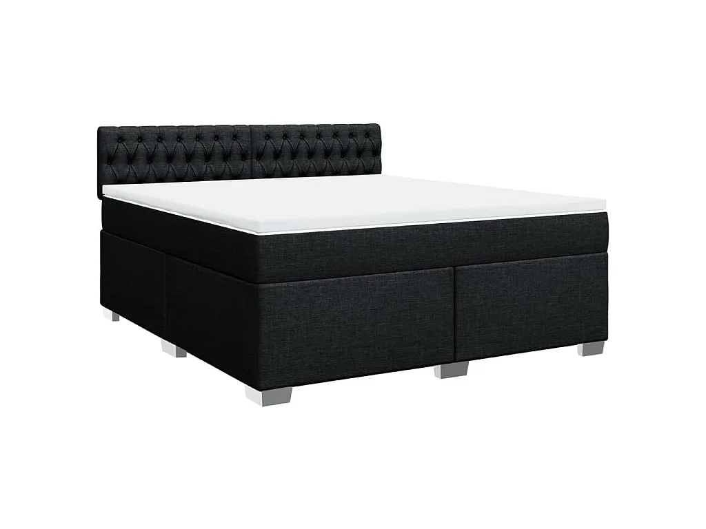 Boxspring met matras stof zwart 180x200 cm